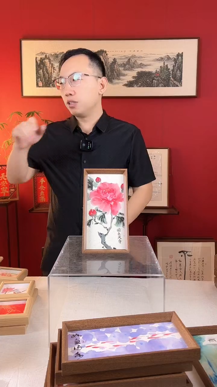 【闪购商品】国画牡丹14*27手绘国画摆台