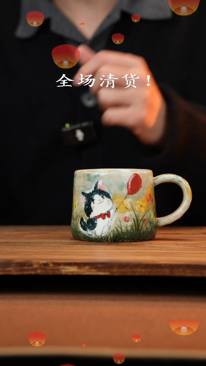 【闪购商品】杯手艺人手绘釉下彩异形器物