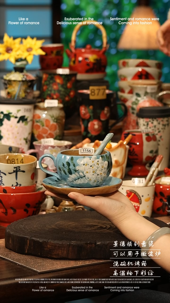 陶瓷景德镇高温釉下彩手工手绘款式@A1156@