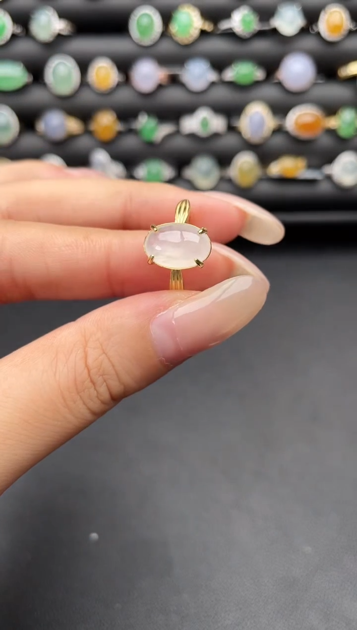 银S925镶嵌戒指翡翠一物一证一礼盒