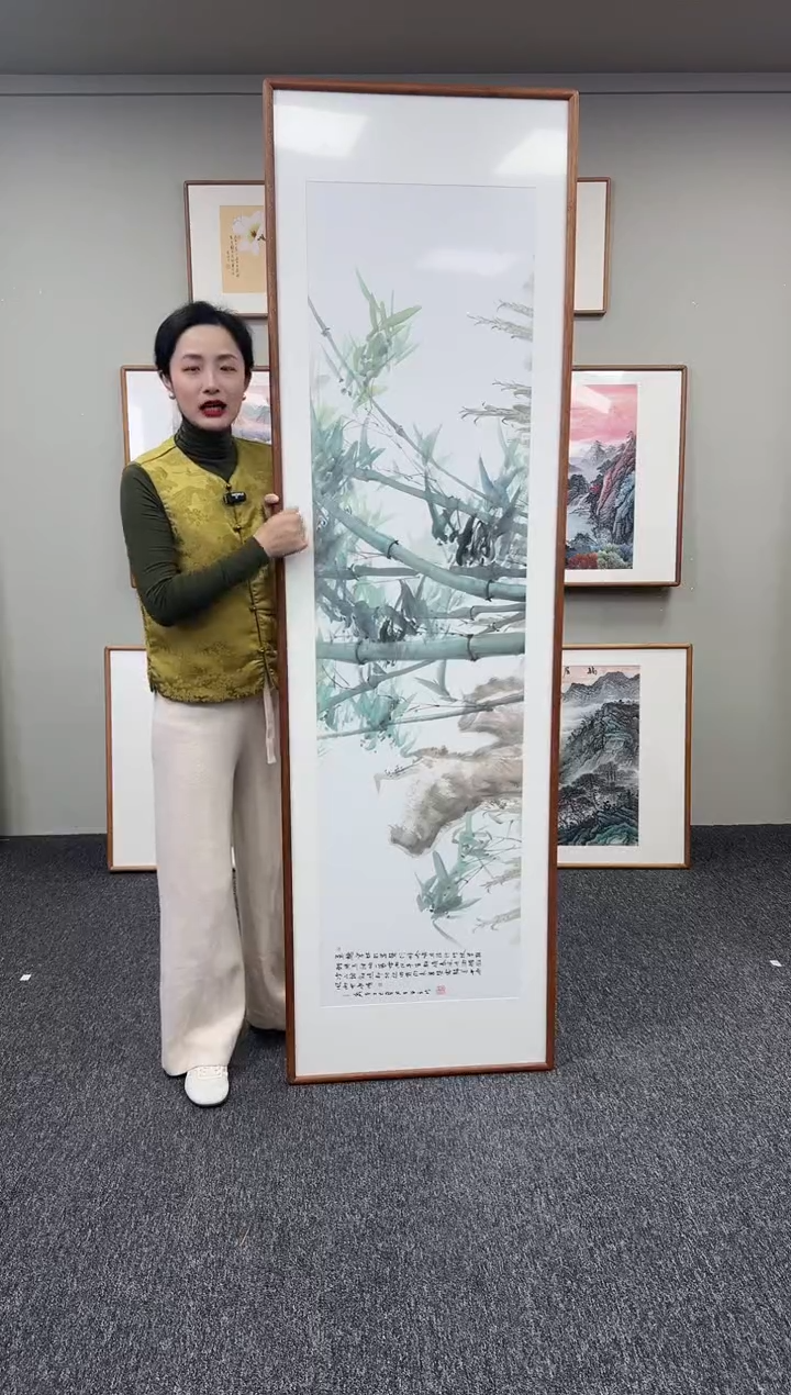 国画竹石图210*60