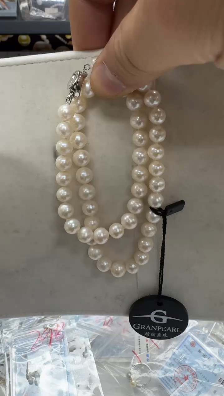 【闪购商品】淡水珍珠项链银S925镶嵌无核-黑标 8mm