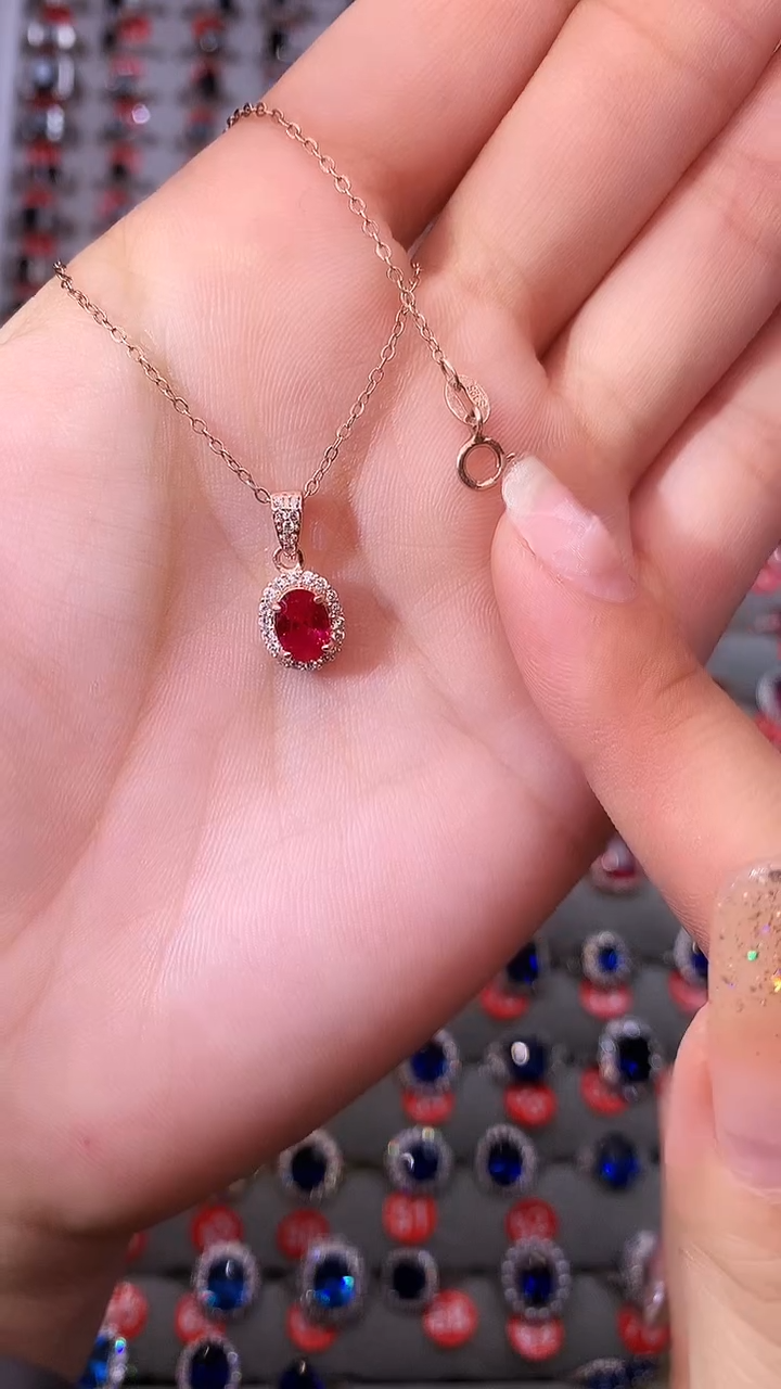 【闪购商品】红宝石吊坠(赠链)银S925镶嵌1111