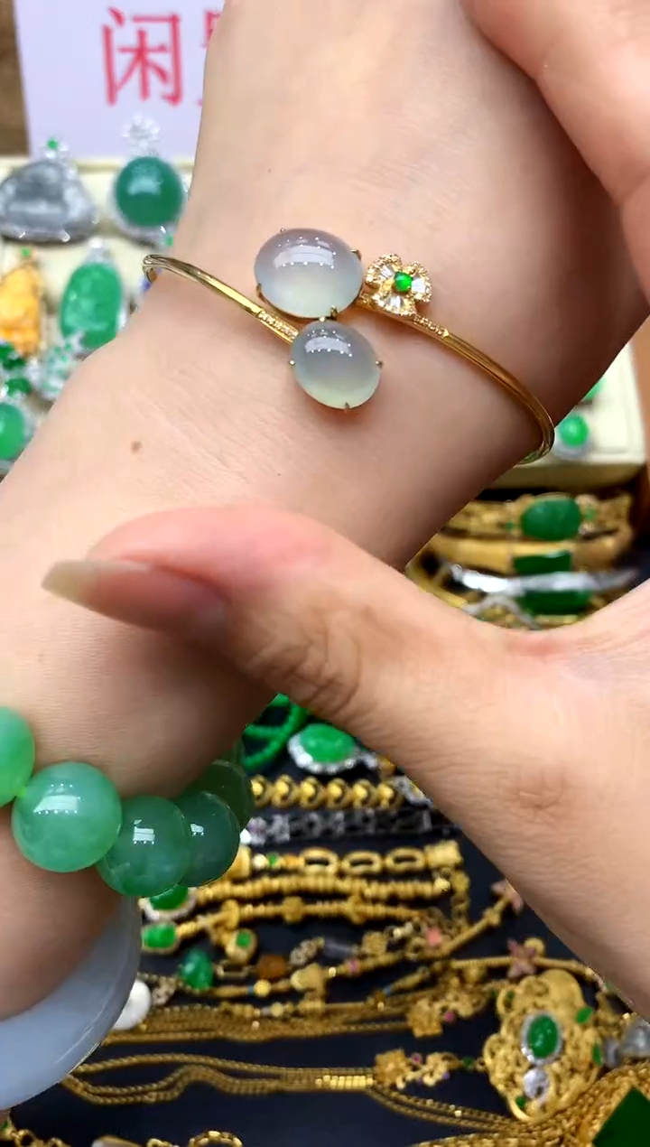 翡翠手镯18K金镶嵌503-中国好珍宝