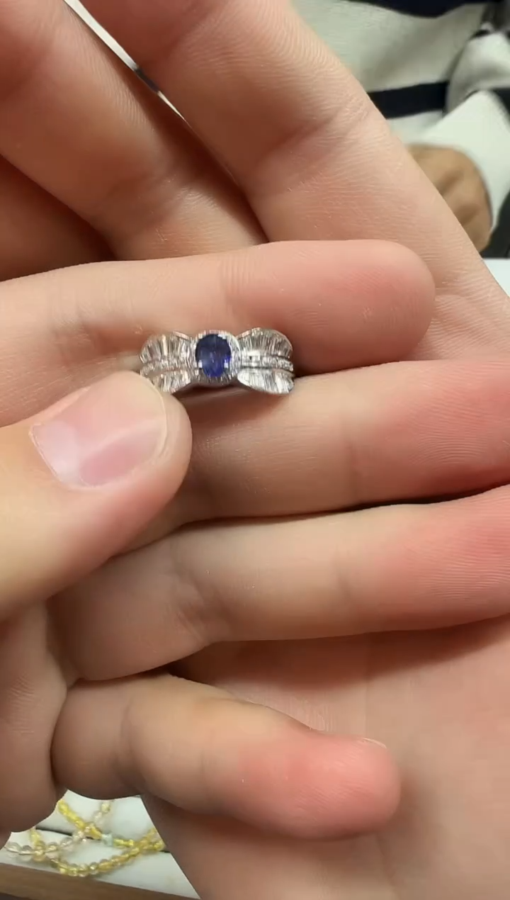 戒指蓝宝石银S925镶嵌12014多样性发其一