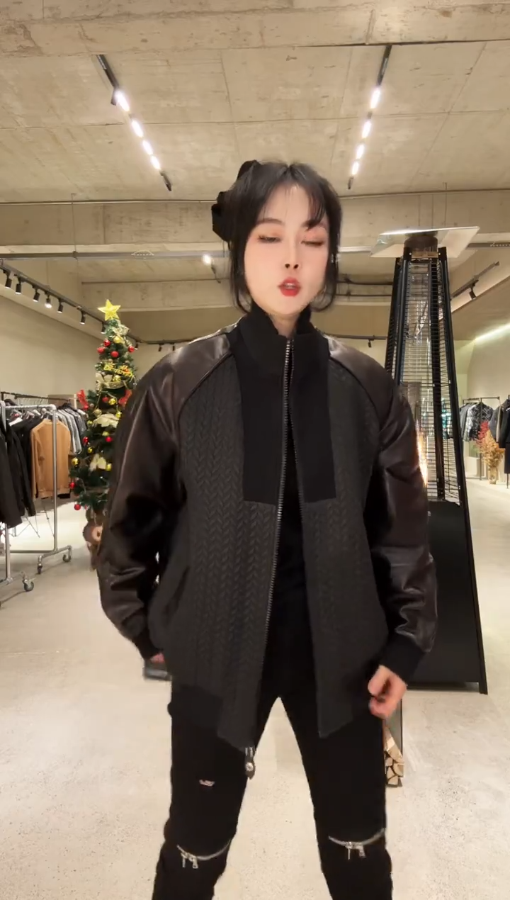 52码（145-160斤）麦穗真皮拼接夹克