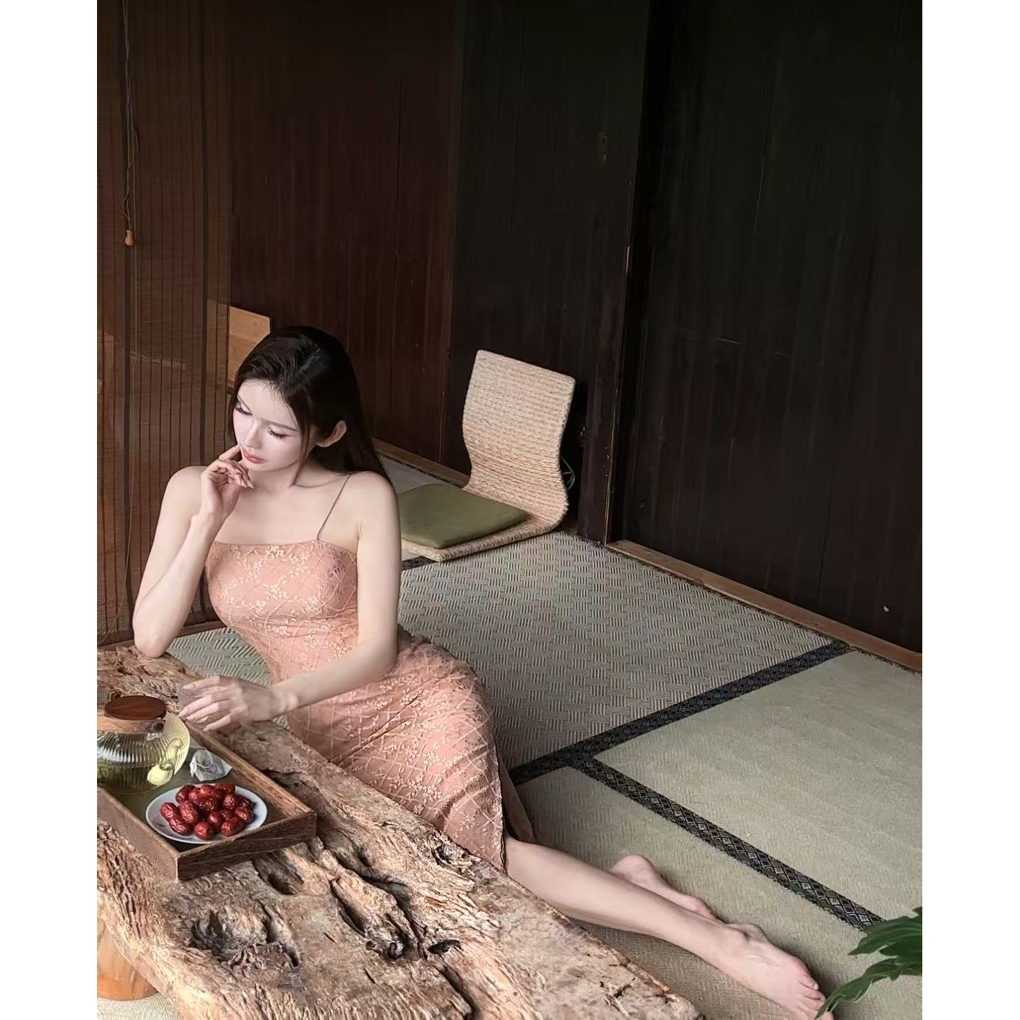 【阿喜】桂馥兰香-2025新款显瘦温柔婉约重工刺绣复古吊带连衣裙