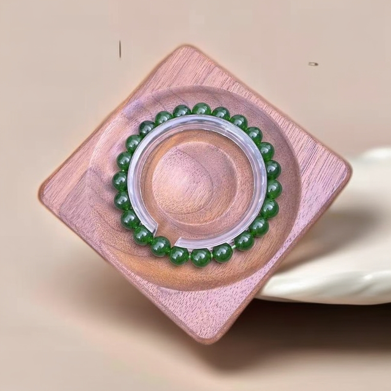 【佳玺精选】007 天然玉石 菠菜绿8mm