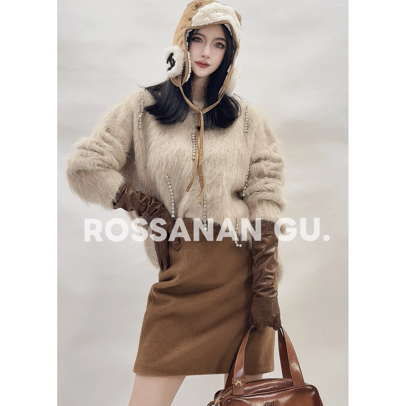 ROSAN【星空燕麦】高级工坊秘鲁阿尔帕卡苏力羊驼千金名媛温暖毛衣