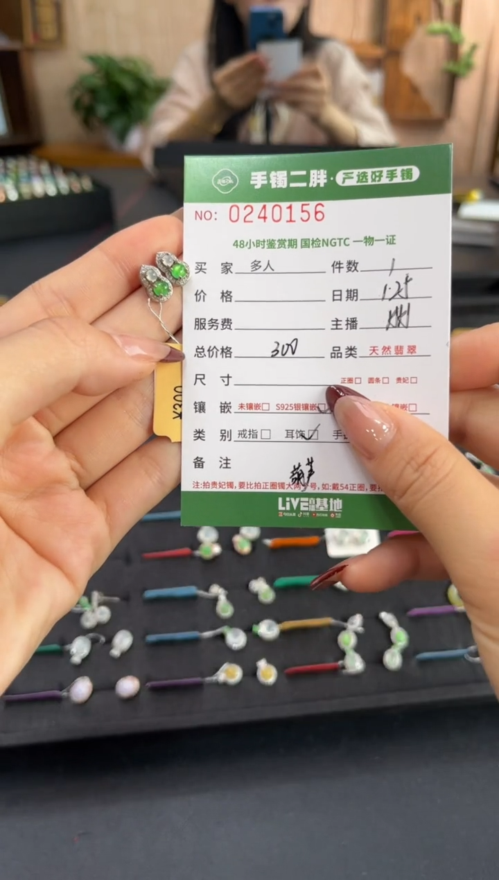 【闪购商品】翡翠耳饰银S925镶嵌多人