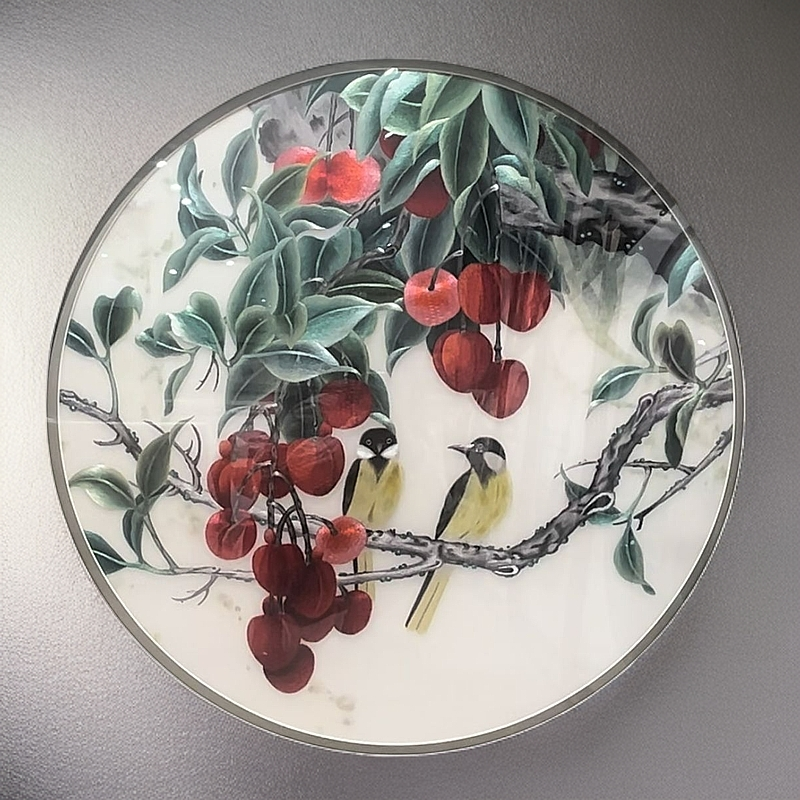 精品重工苏绣荔枝翠鸟