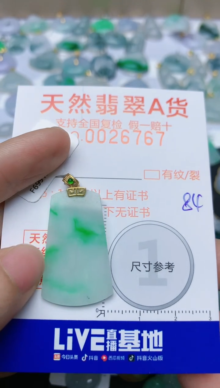 【闪购商品】翡翠颈饰18K金镶嵌天然翡翠A货    
