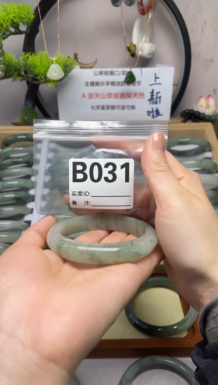 【闪购商品】石英质玉（天山翠）手镯未镶嵌b031
