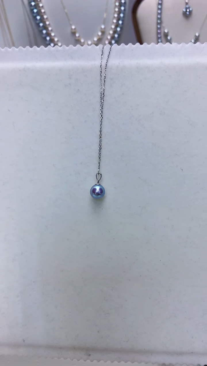 【闪购商品】海水珍珠饰品18K金镶嵌8-9真多麻色瓜子扣吊坠赠银链