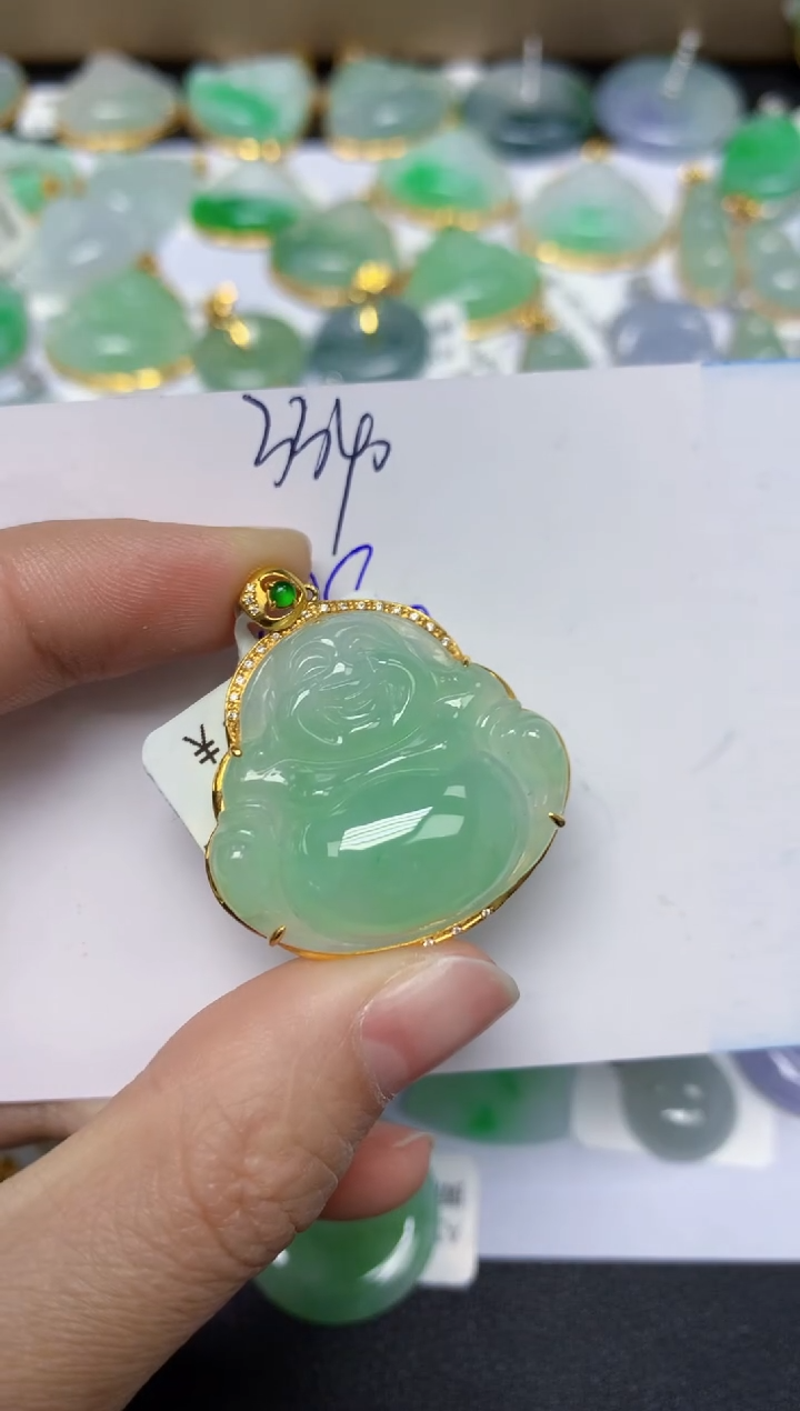 【闪购商品】翡翠颈饰18K金镶嵌 天然翡翠A货