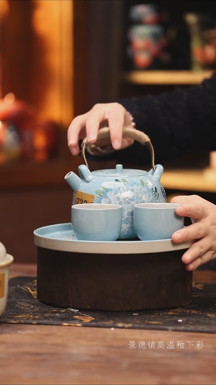 陶瓷景德镇高温釉下手绘陶瓷