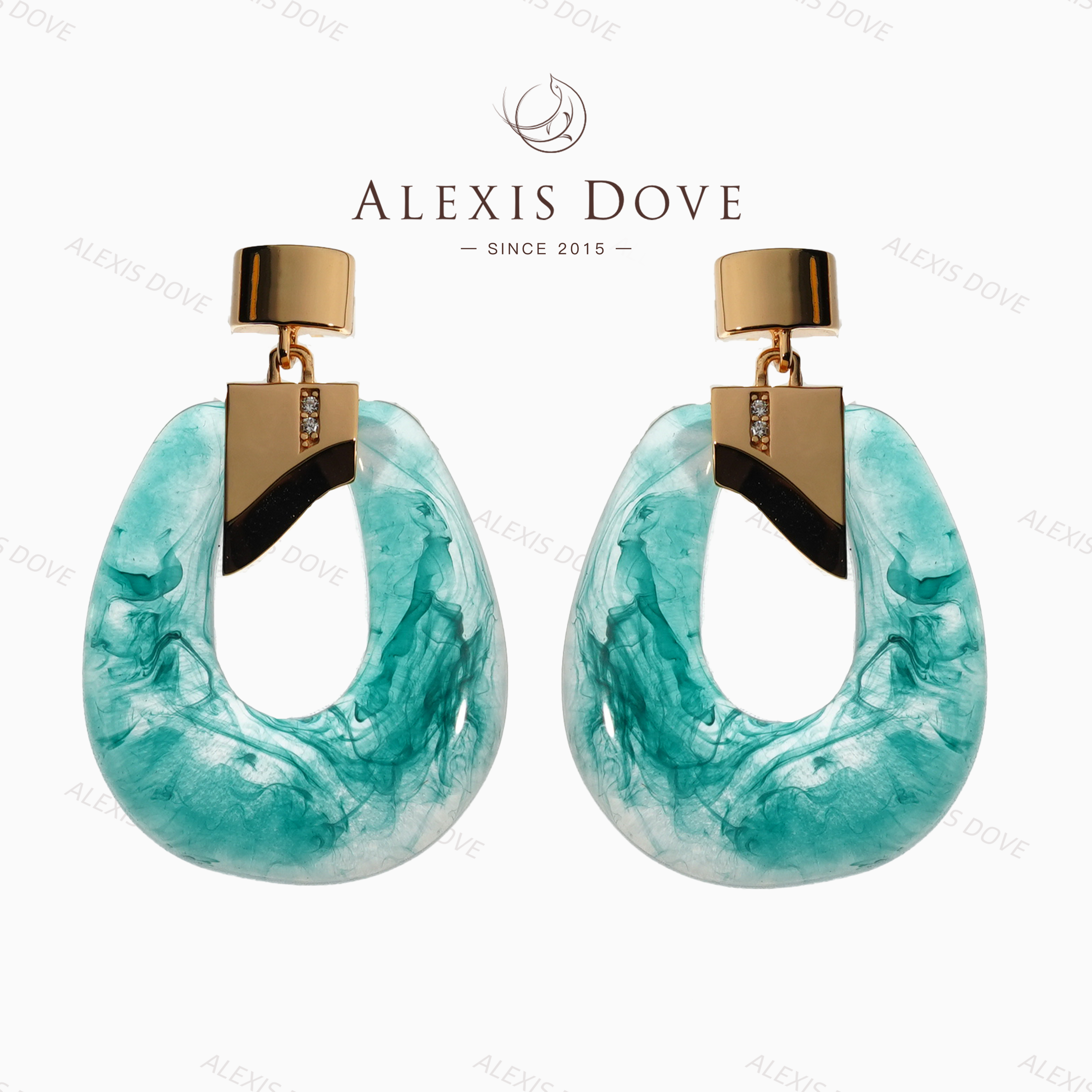 925银合成锆石耳饰 时尚个性晕染纯银耳钉