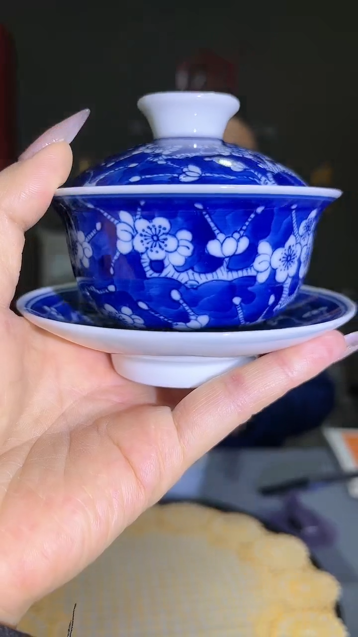 【闪购商品】官窑瓷画院481官窑瓷画院冰梅三才盖碗