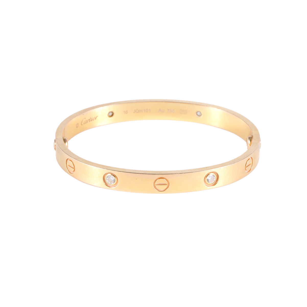 99新 Cartier/卡地亚 小花6欢 LOVE 四钻手镯 玫瑰金 16号 
