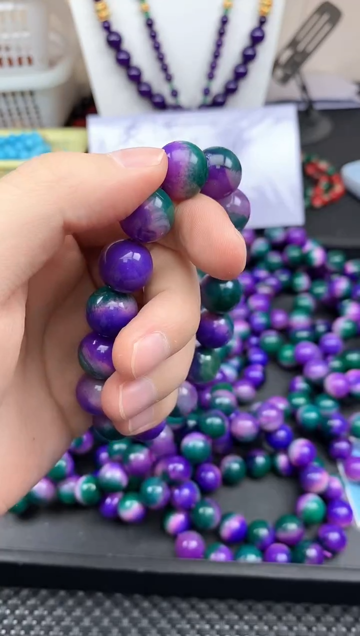 未镶嵌手链玛瑙/玉髓蓝莲花卡14的15颗