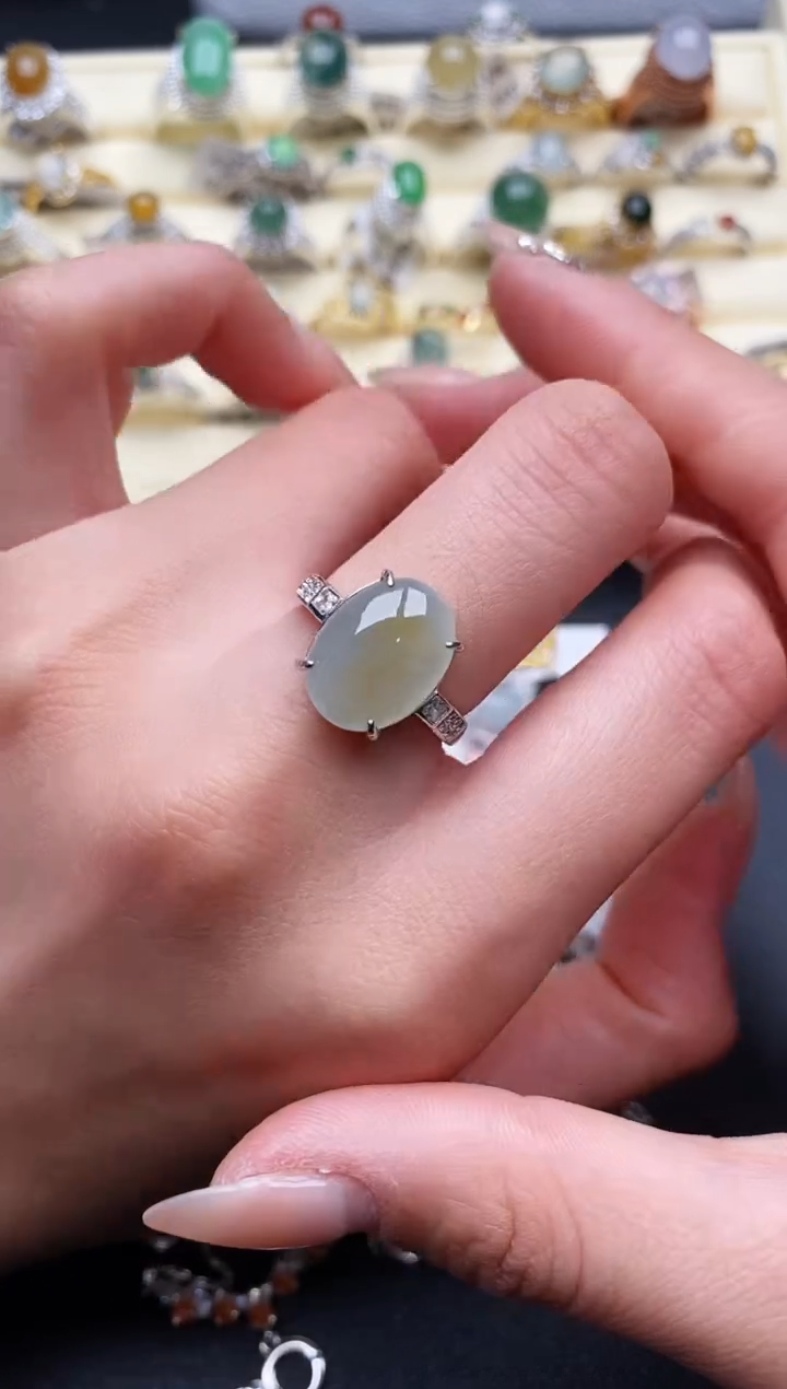 【闪购商品】翡翠戒指银S925镶嵌777777+10