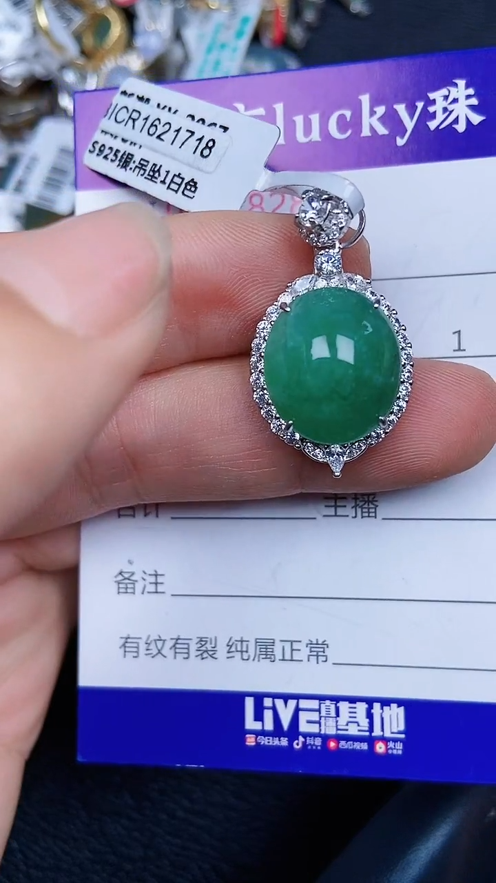 颈饰银S925镶嵌翡翠1828