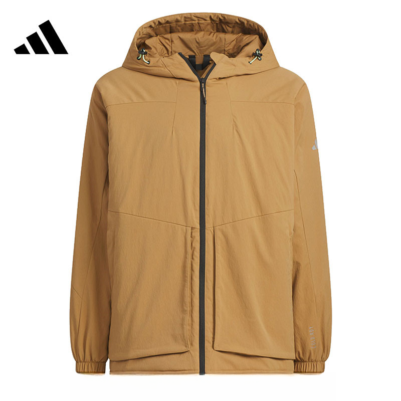 Adidas阿迪达斯男子秋冬暖芯科技拒水防泼保暖连帽外套棉衣JY4196