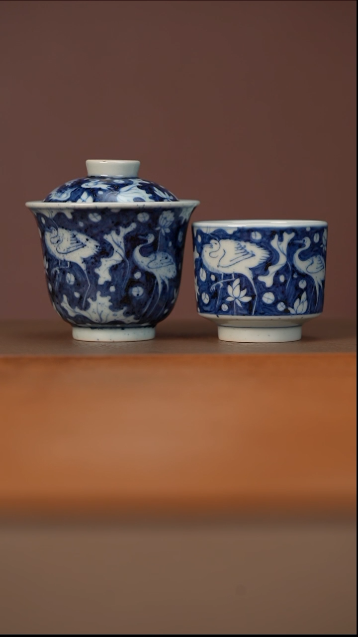 瓷幽蓝溪堂撒蓝一路连科套组