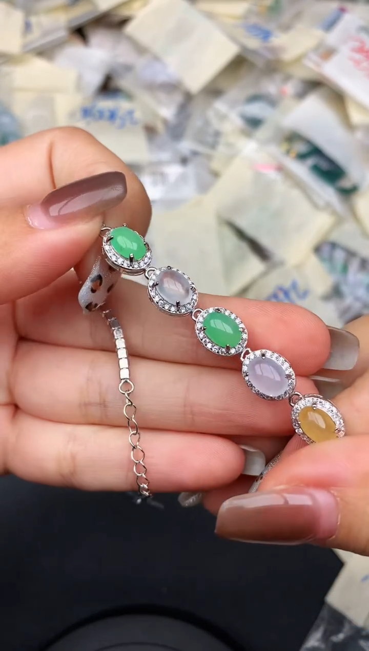 银S925镶嵌挂件翡翠—
