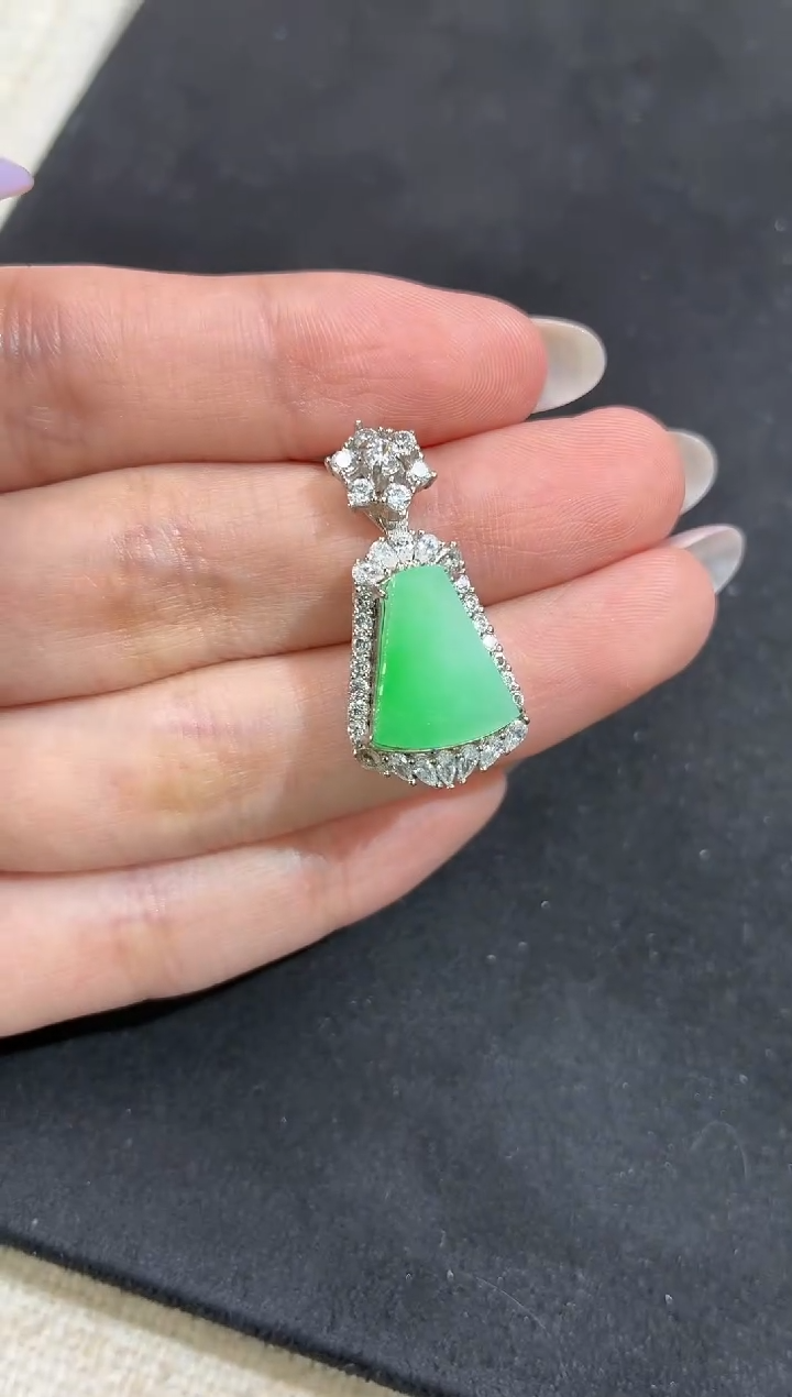 吊坠(不含链)银S925镶嵌翡翠【挽石珠宝】无事牌