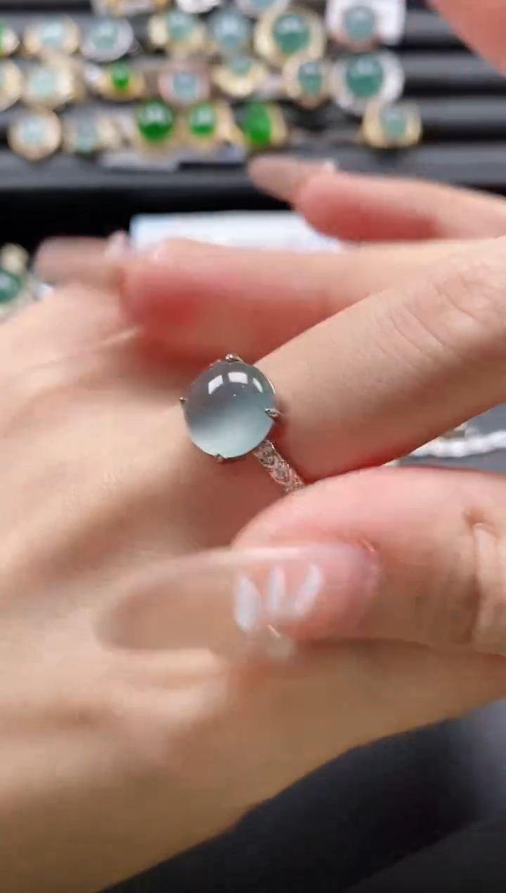 【闪购商品】翡翠戒指银S925镶嵌5555