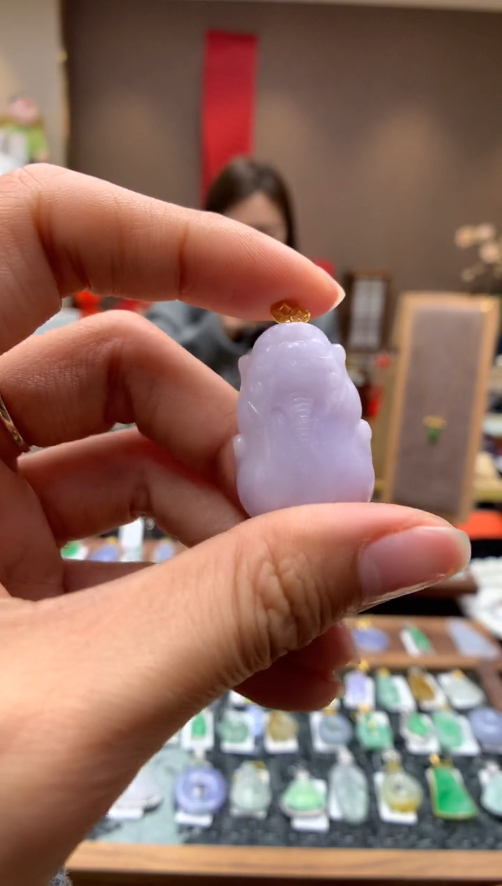 【闪购商品】翡翠颈饰18K金镶嵌貔貅