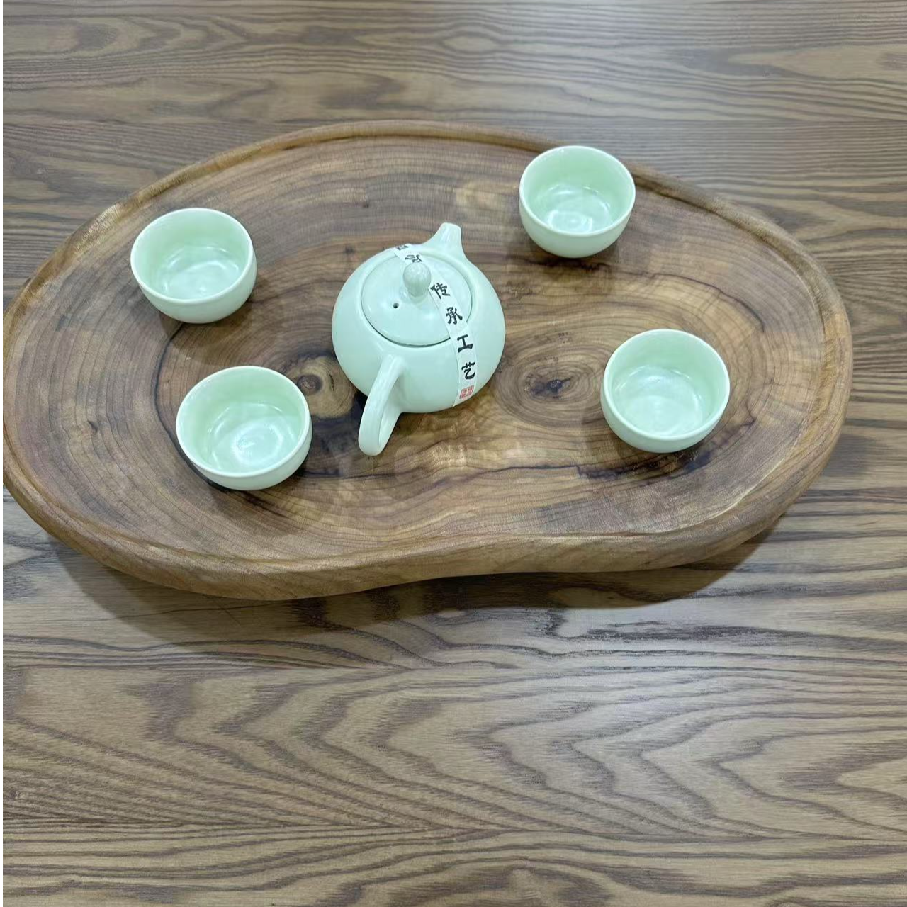 香樟木实木手工侘寂风茶盘茶台家用新款轻奢茶具托盘简约陶瓷茶杯