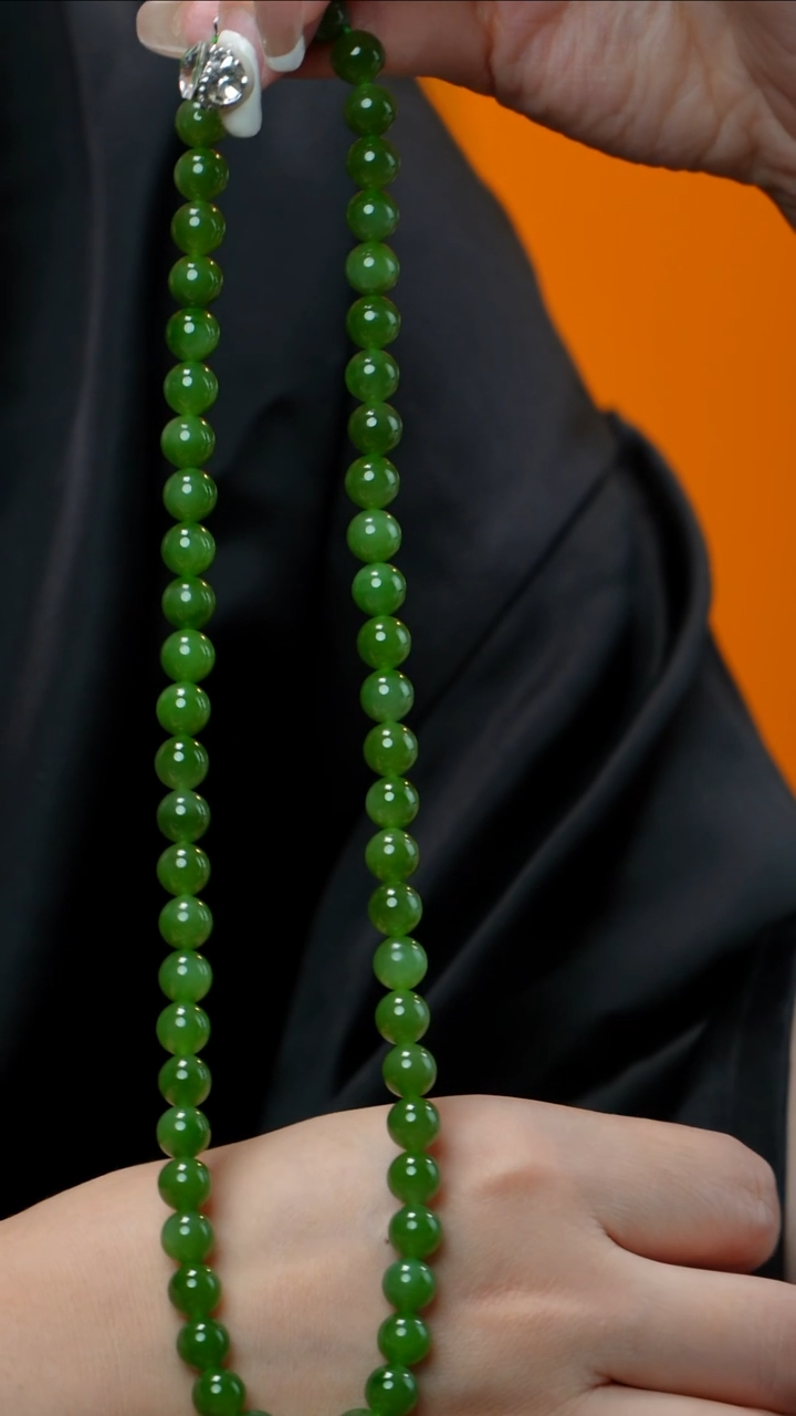 和田玉（碧玉）未镶嵌项链碧玉项链7-8mm 多样性发其一
