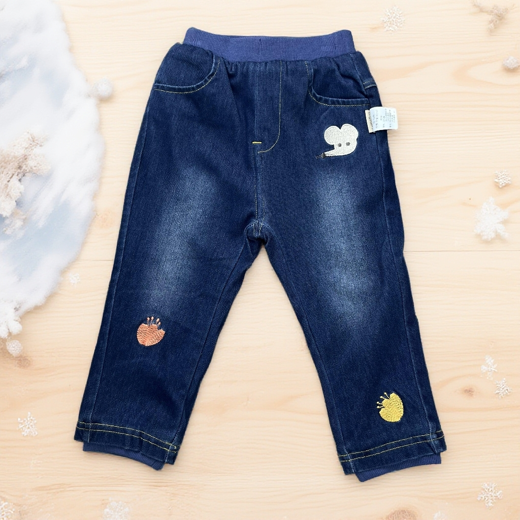 爱麻麻9142812女童加厚夹棉保暖牛仔裤独特洋气时髦童装炸街服装