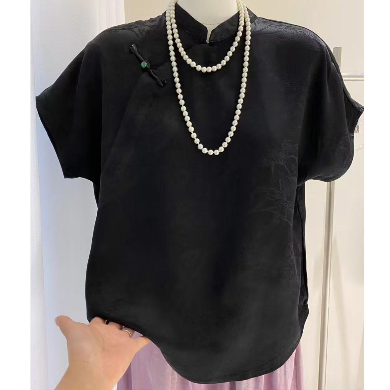 2025新中式高端洋气显瘦百搭国风斜襟女式短袖小衫