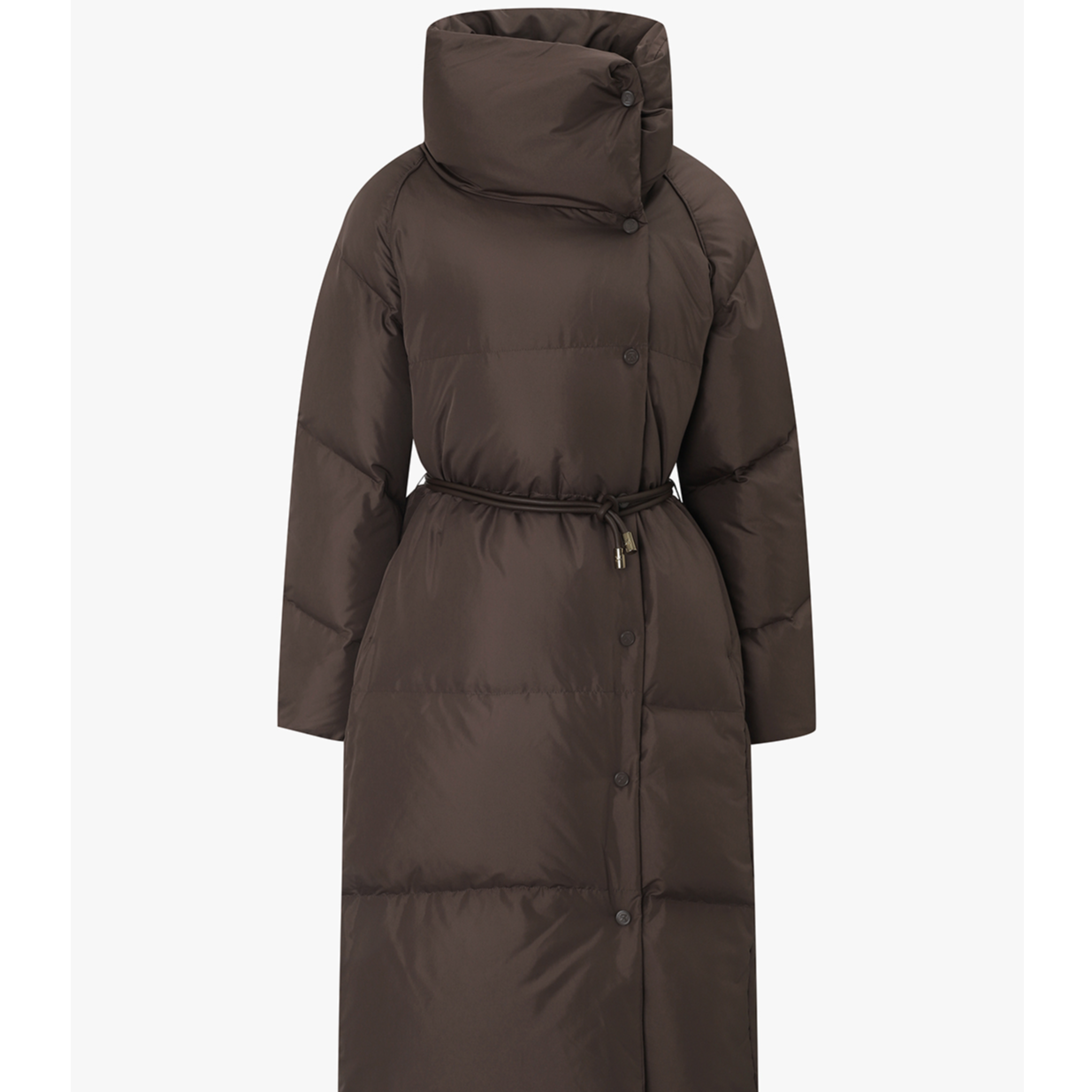 懒蜜蜂  大M*ICHAA  气质时尚立领侧扣系腰带长款鹅绒服