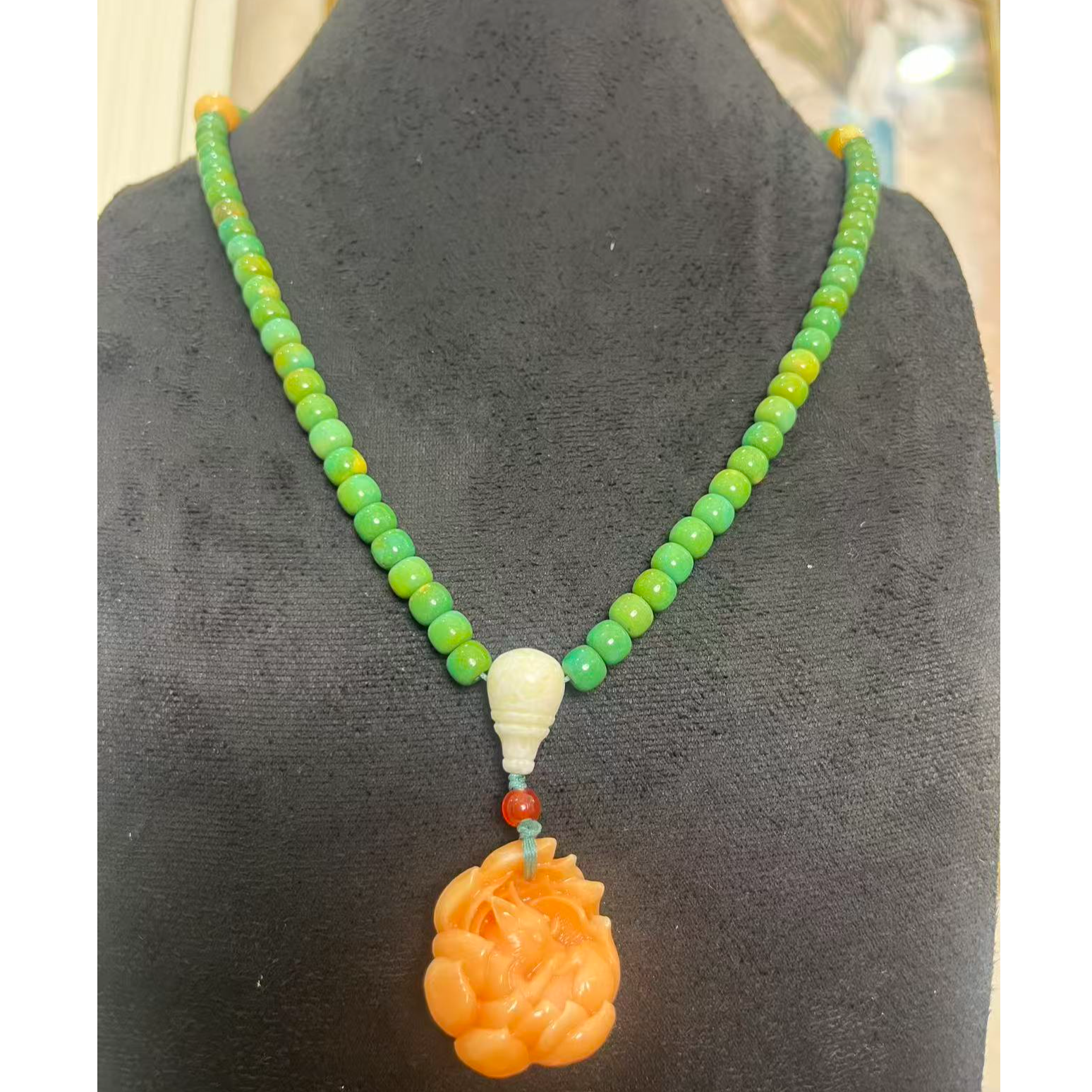 非金属珐琅吊坠 菜籽绿 老型 凤凰粉 吊坠