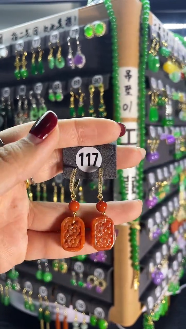 【闪购商品】翡翠耳饰银S925镶嵌117..