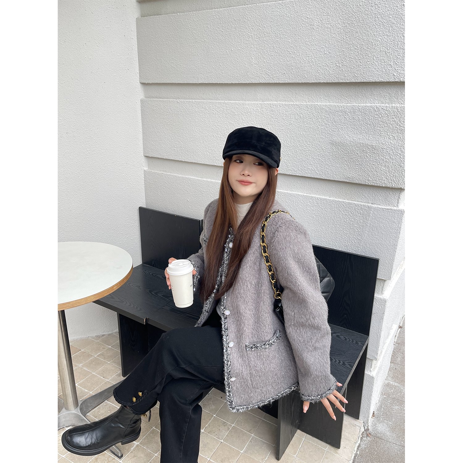 裂渡宣宣【精致小香】气质呢子外套女冬显瘦百搭夹棉小香ZY509V06