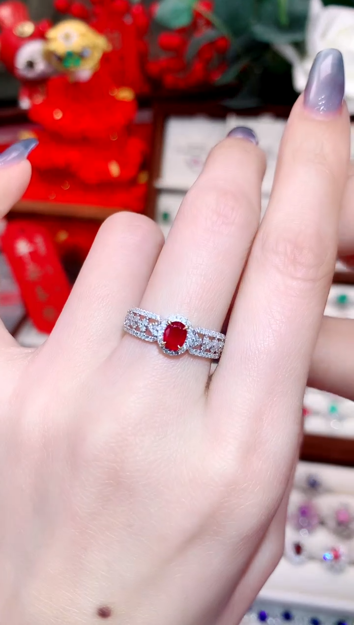 【闪购商品】红宝石戒指18K金镶嵌0.3ct/天然宝石/七天无理由