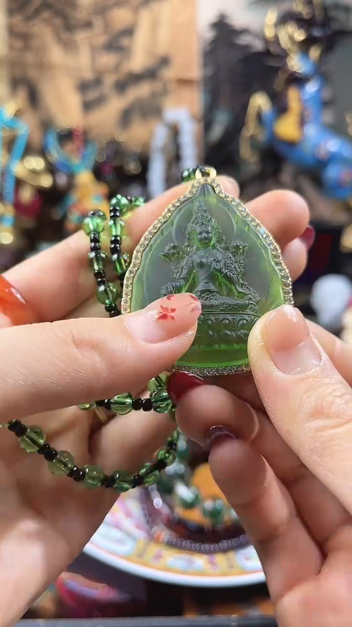 和田玉未镶嵌颈饰花姐甄选绿度母项链