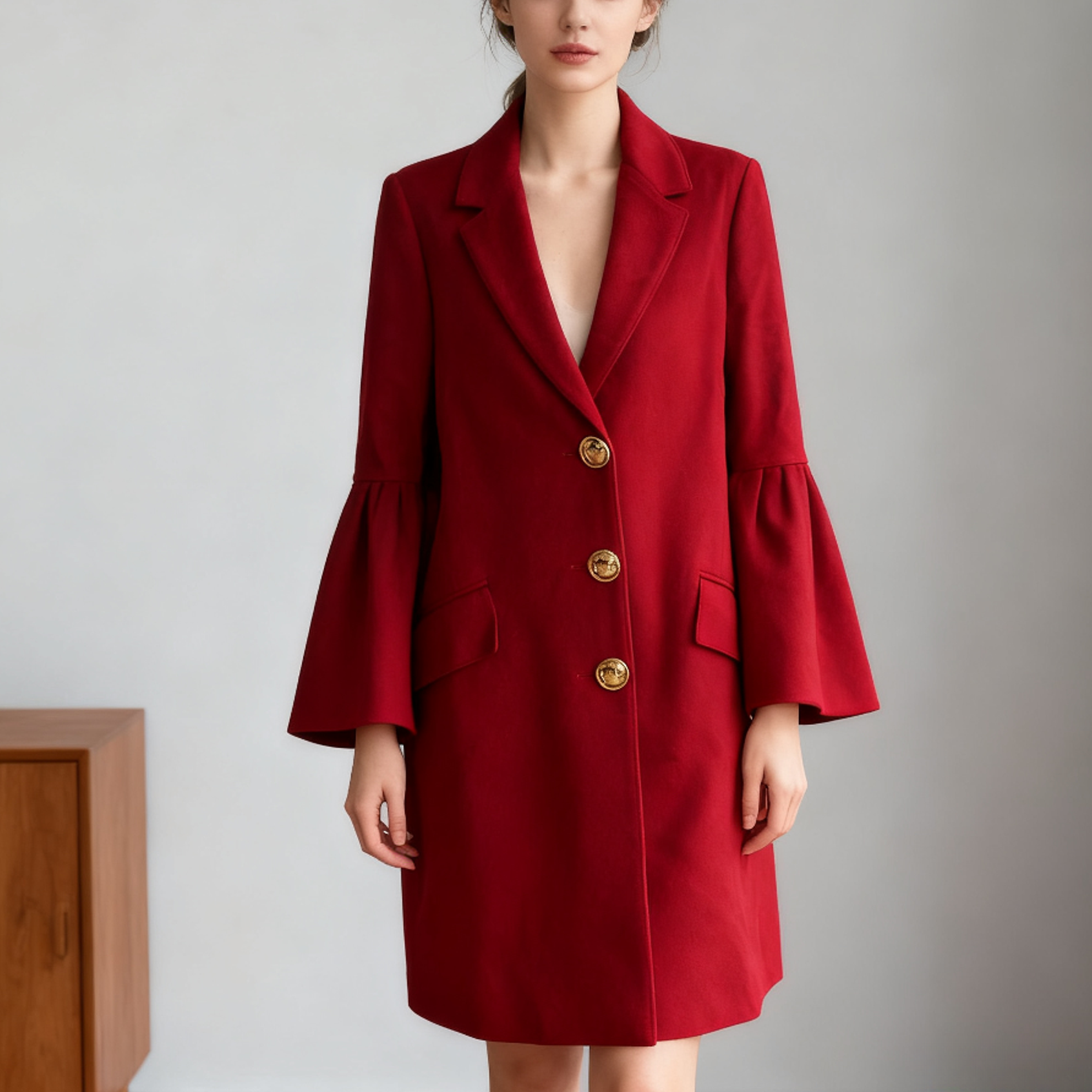 99新 BURBERRY/博柏利 HZ272 Burberry 红色 大衣 全新 uk10码 