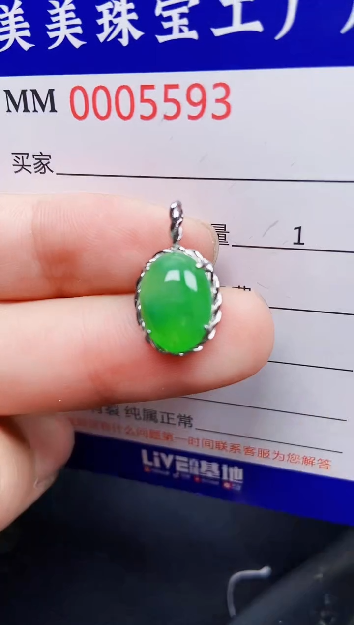 翡翠银S925镶嵌颈饰5593