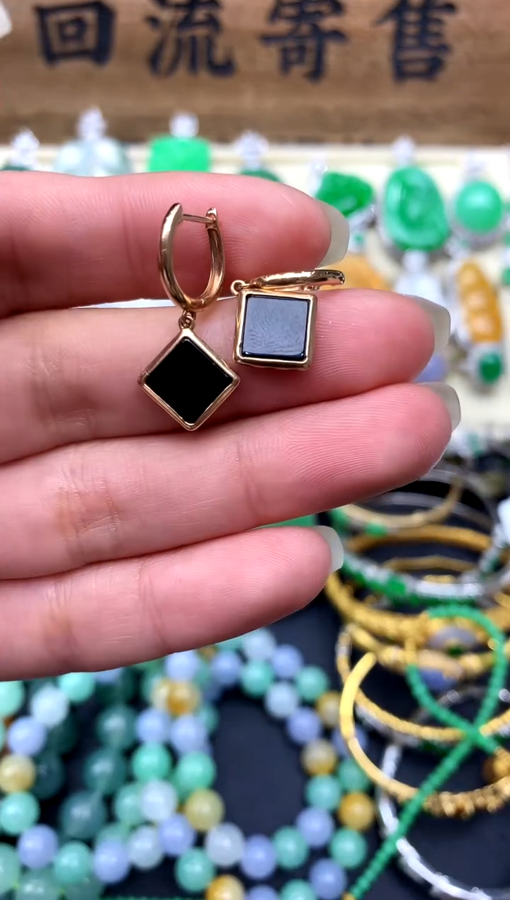 【闪购商品】翡翠耳饰18K金镶嵌234-中国好珍宝