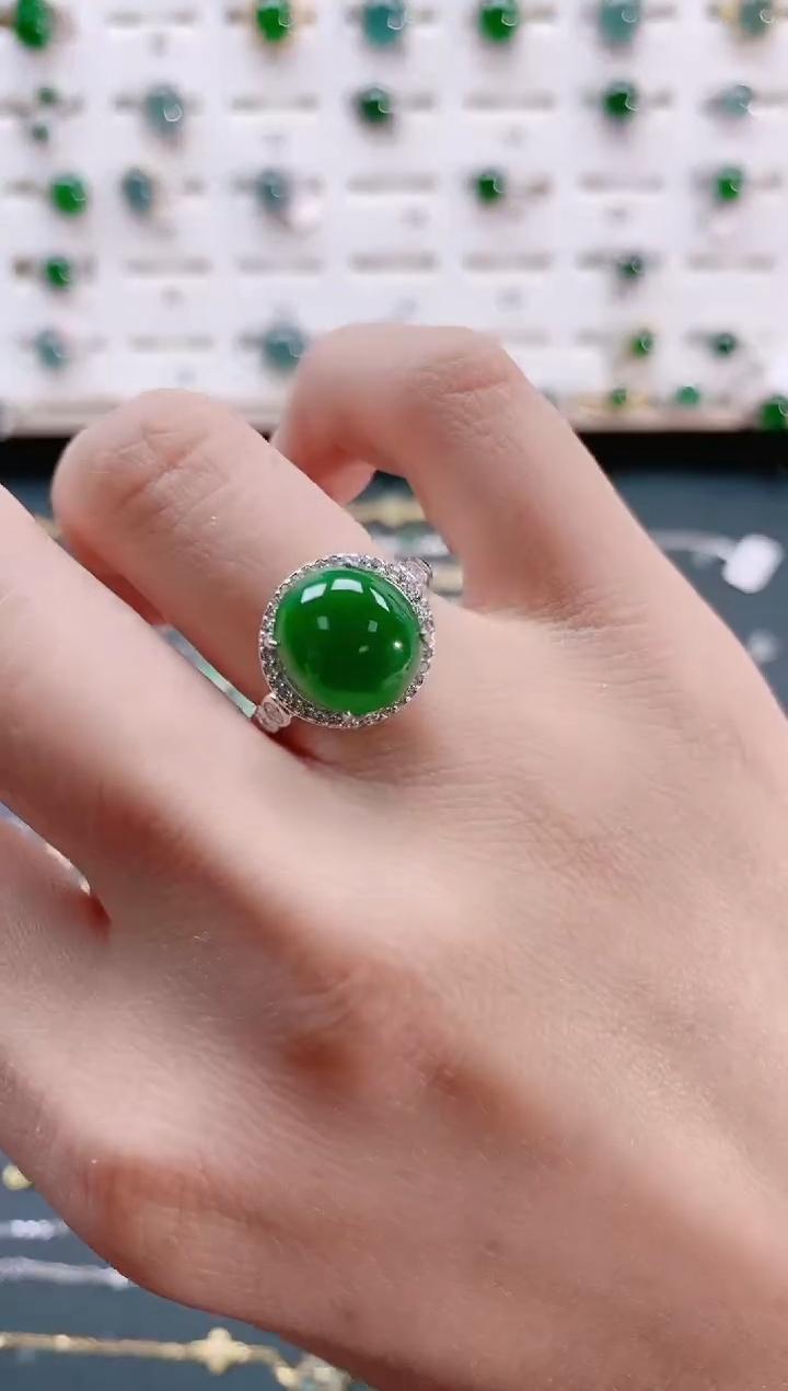 【闪购商品】翡翠戒指银S925镶嵌天然翡翠