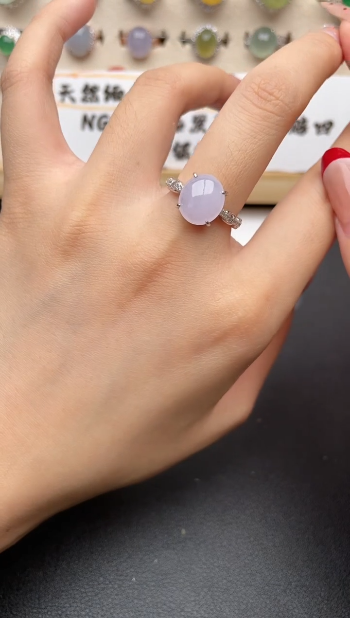 【闪购商品】翡翠戒指银S925镶嵌一物一证一礼盒