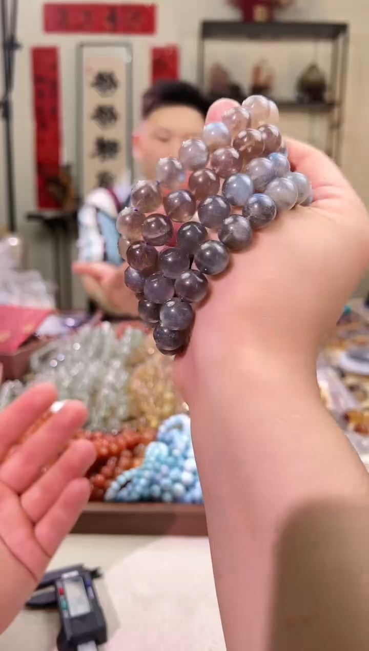 手链未镶嵌拉长石12.8mm+灰月光（多样性发一）