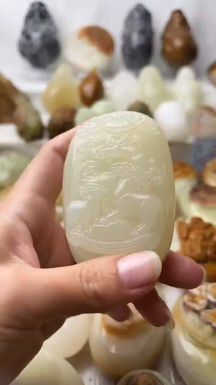 石材古青石棉纹正常不退换三羊开泰
