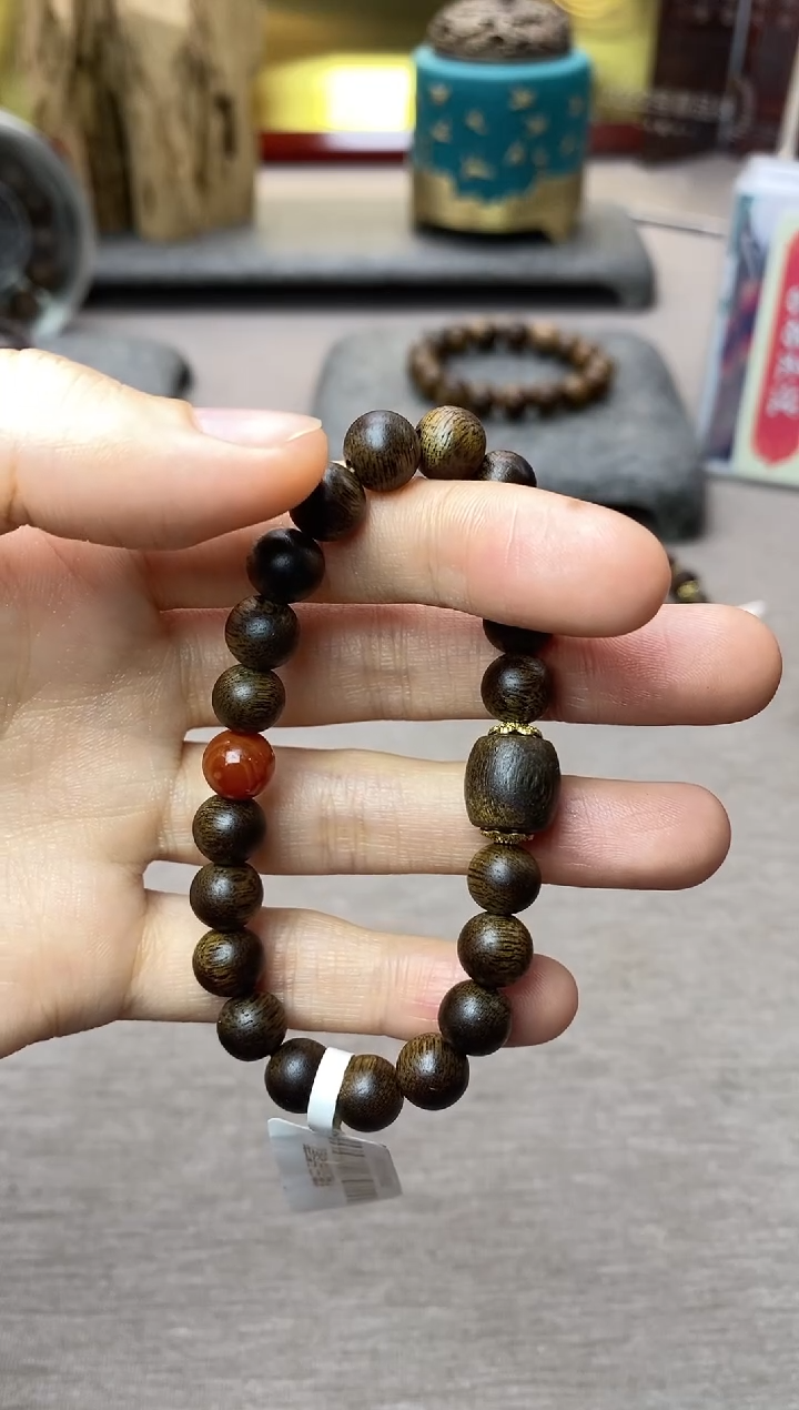 【闪购商品】沉香手串紫棋08+白棋单珠沉水老料